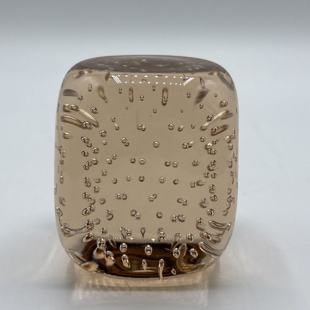 Murano controlled bubble art glass paperweight bullicante style, champagne tone